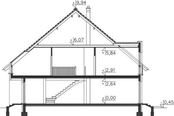 Възможност за поставяне на таванско помещение под двускатен покрив